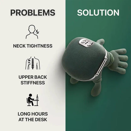 Neck & Back Massager with Heat, Portable Electric Deep Tissue Kneading, Human Hand Simulation for Pain Relief & Muscle Relaxation