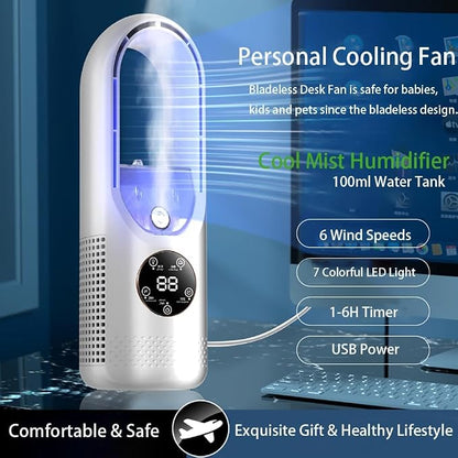 2-in-1 Bladeless Fan & Humidifier | مروحة بدون شفرات مع ترطيب الهواء | UAE