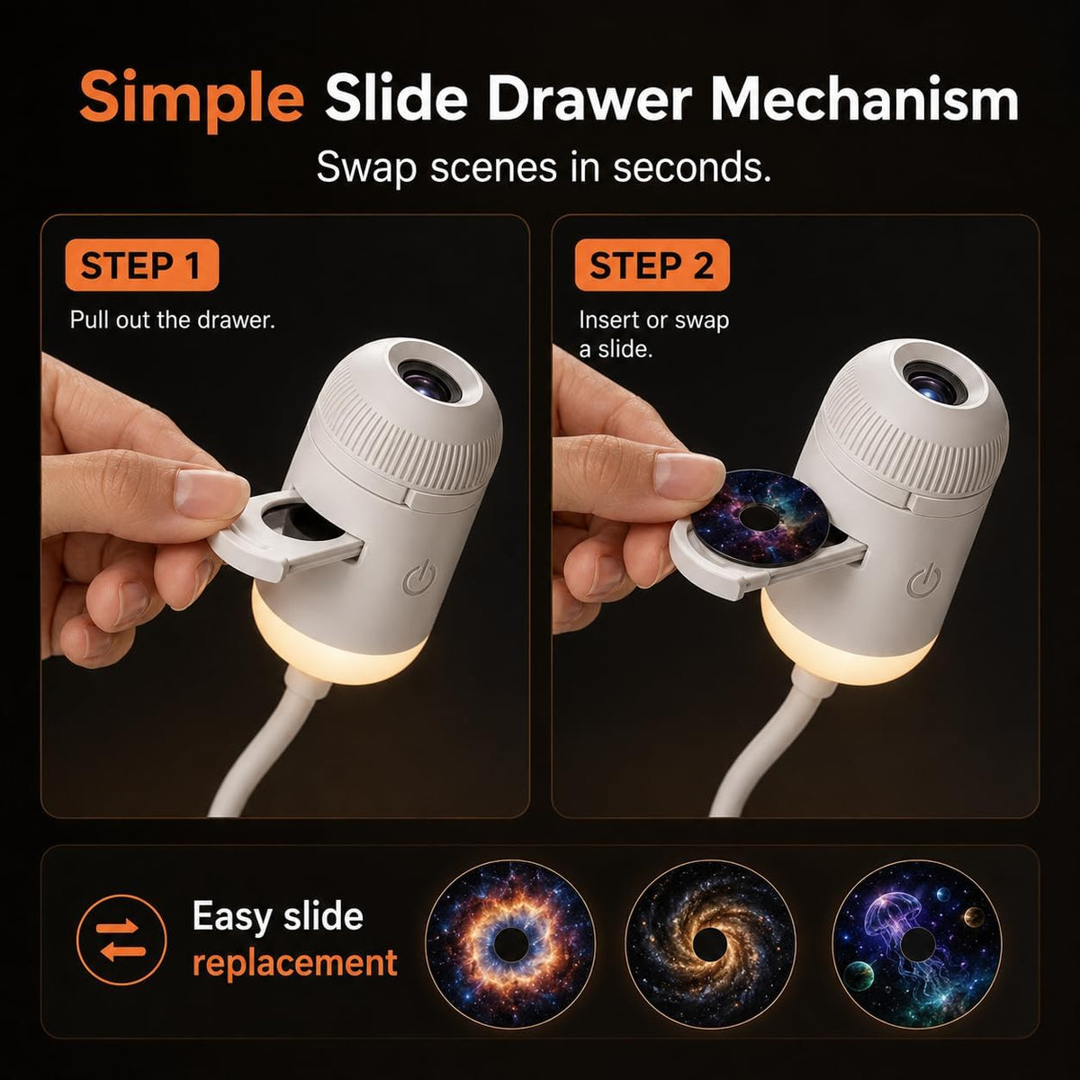 2-in-1 Starry Sky projectors & Galaxy projector Night Light with 12 Projection Films, 360° Adjustable HD LED Space Lamp for Bedroom Milky Way Mood Lighting