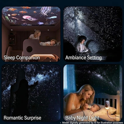 2-in-1 Starry Sky projectors & Galaxy projector Night Light with 12 Projection Films, 360° Adjustable HD LED Space Lamp for Bedroom Milky Way Mood Lighting