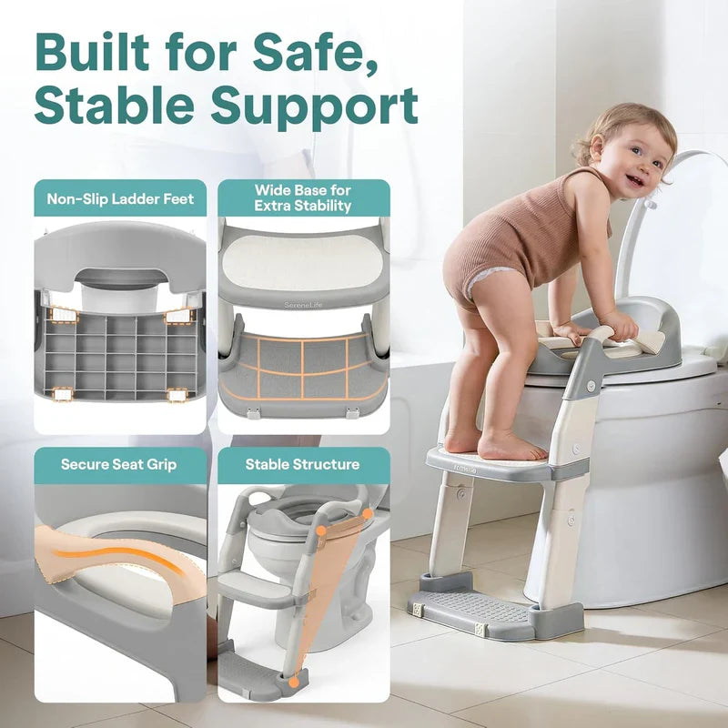 2-in-1 Toddler Potty Training Seat for babies with Step Stool Ladder